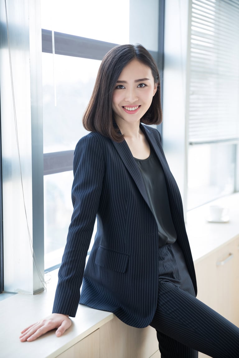 woman wearing a black suit