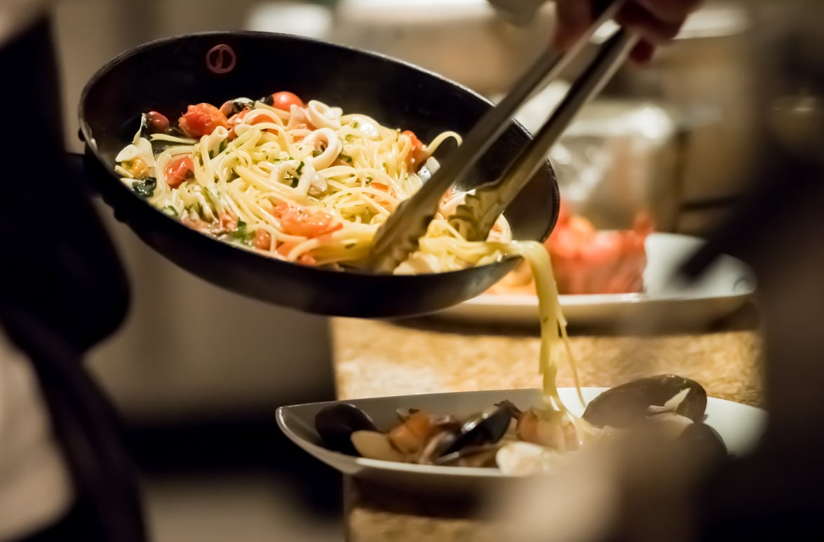 Chef cooking pasta